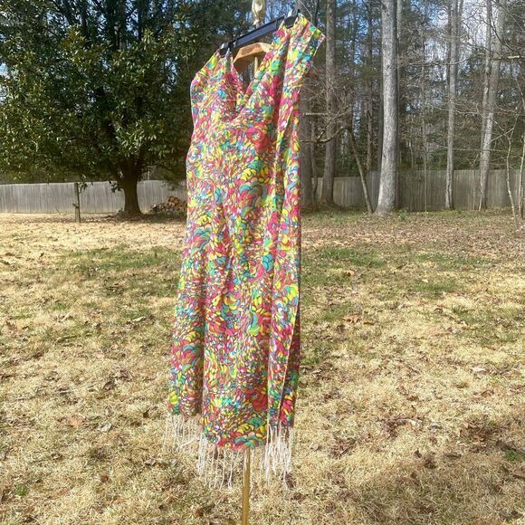 Boutique Pink Colorful Abstract Summer Blanket Scarf - Picture 4 of 5